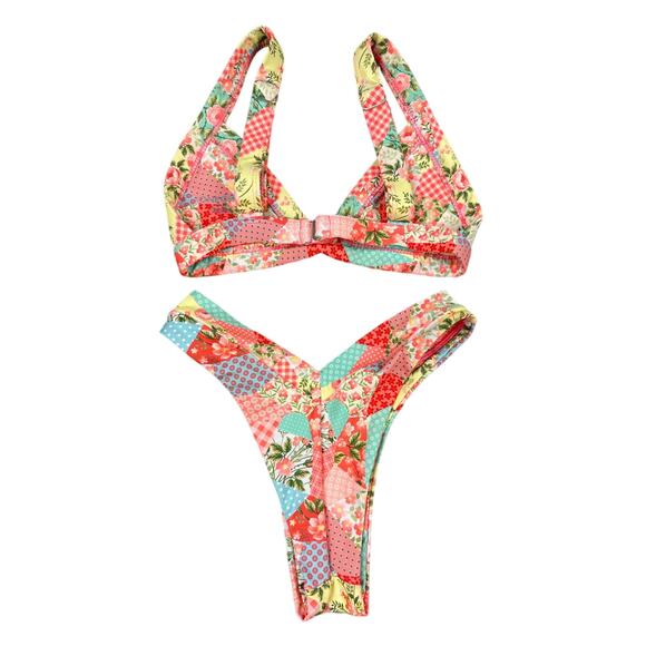 One One Swimwear - Kameron Bikini Top & Jesse Bottoms in Patchwork Multicolor - Picture 4 of 5